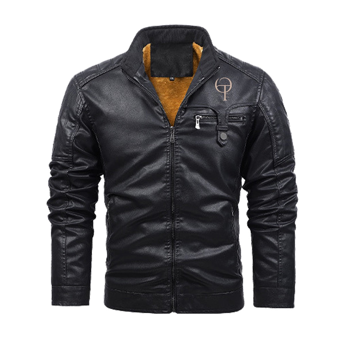 Veste en cuir décorative à fermeture éclair Plus Fleece Oothfeet (DTF)
