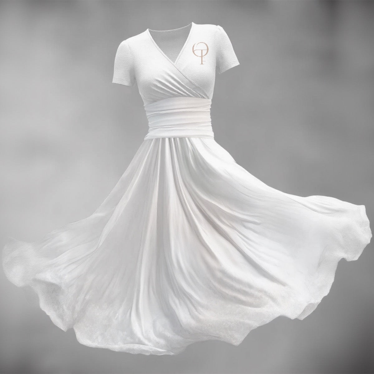 Robe Midi à Manches Courtes et Décolleté en V pour Femme – Marque Oothfeet