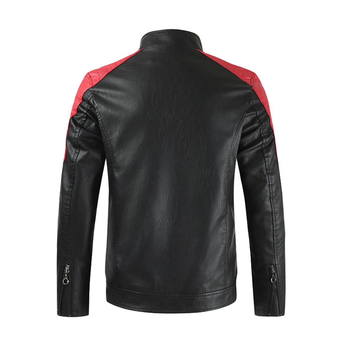 Veste en cuir slim-fit à col montant pour hommes Oothfeet (DTF)