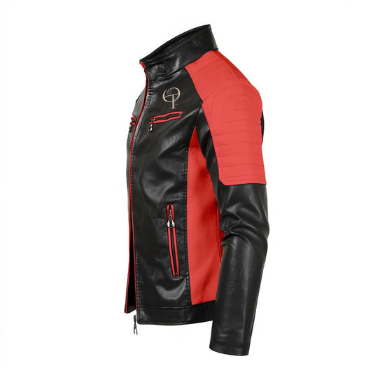 Veste en cuir slim-fit à col montant pour hommes Oothfeet (DTF)