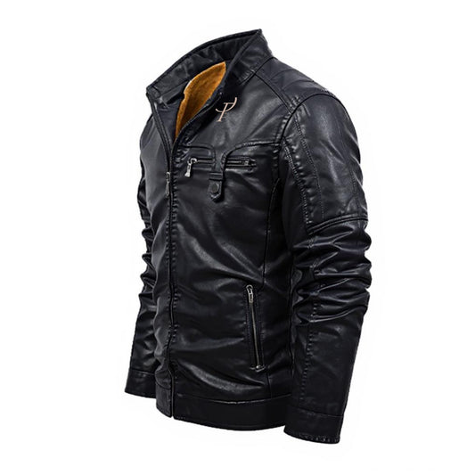 Veste en cuir décorative à fermeture éclair Plus Fleece Oothfeet (DTF)