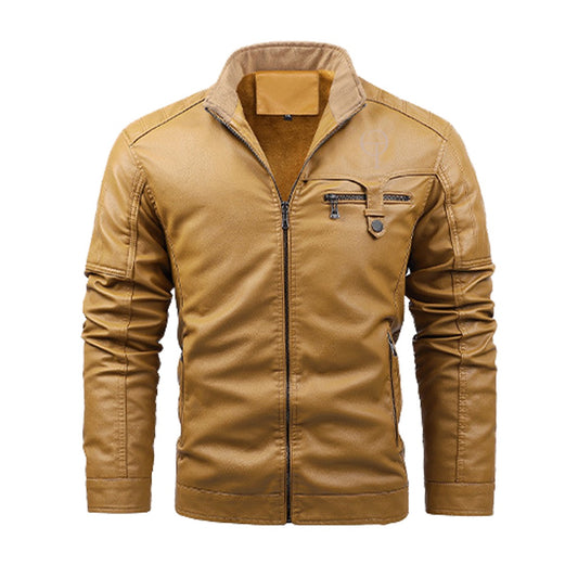 Veste en cuir décorative à fermeture éclair Plus Fleece Oothfeet (DTF)