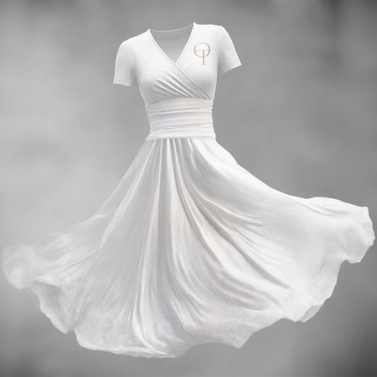 Robe Midi à Manches Courtes et Décolleté en V pour Femme – Marque Oothfeet