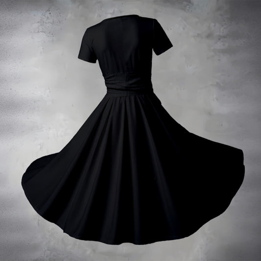 Robe Midi à Manches Courtes et Décolleté en V pour Femme – Marque Oothfeet