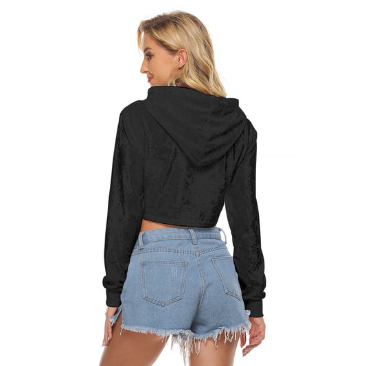 Crop Hoodie à Épaule Tombante, à Manches Longues et Capuche à Cordon