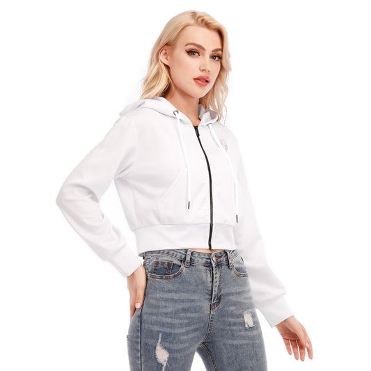 Crop Top à Fermeture Éclair avec Poche Kangourou et Manches Longues