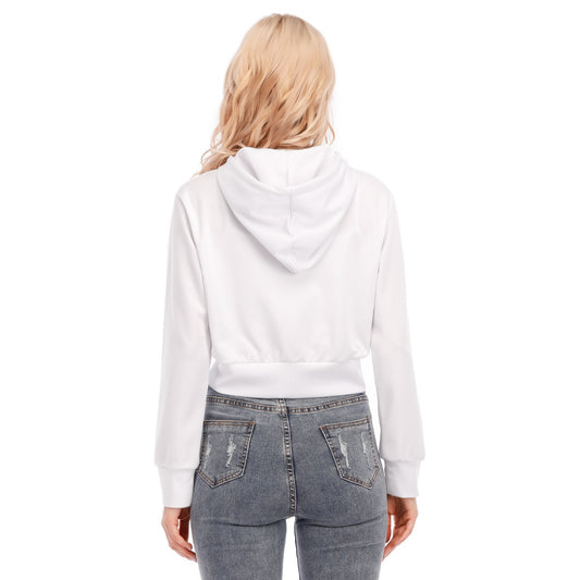 Crop Top à Fermeture Éclair avec Poche Kangourou et Manches Longues