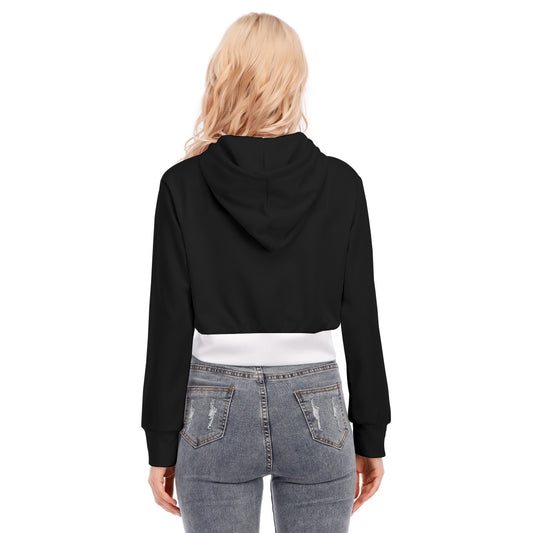 Crop Top à Fermeture Éclair avec Poche Kangourou et Manches Longues