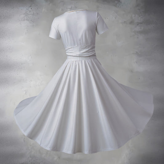 Robe Midi à Manches Courtes et Décolleté en V pour Femme – Marque Oothfeet