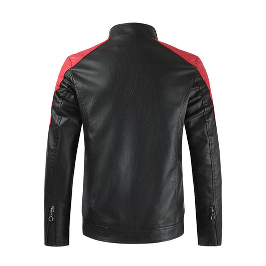 Veste en cuir slim-fit à col montant pour hommes Oothfeet (DTF)